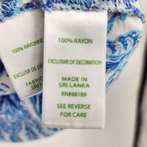 Lilly Pulitzer Blue & White Paisley Bell Sleeve Tunic Dress XXS Rayon Womens - Picture 4 of 6